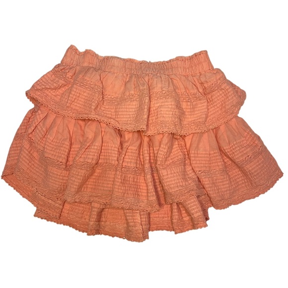 LoveShackFancy Ruffle Mini Skirt in Peach Blossom - Picture 2 of 10
